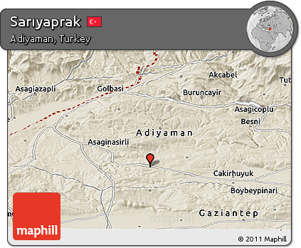 Shaded Relief Panoramic Map of Sarıyaprak