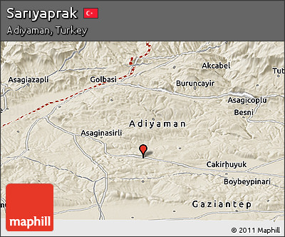 Shaded Relief Panoramic Map of Sarıyaprak