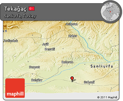 Physical Panoramic Map of Tekağaç