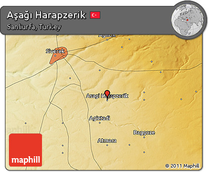Physical 3D Map of Aşağı Harapzerik
