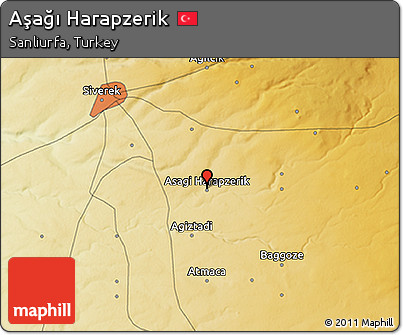 Physical 3D Map of Aşağı Harapzerik