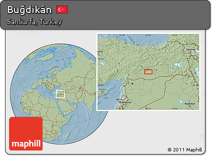 Savanna Style Location Map of Buğdikân, hill shading