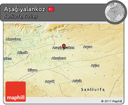 Physical Panoramic Map of Aşağıyalankoz