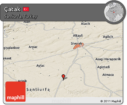 Shaded Relief Panoramic Map of Çatak