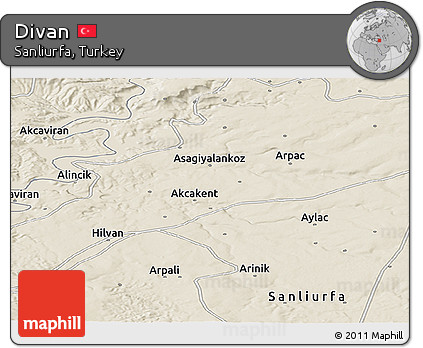 Shaded Relief Panoramic Map of Divan