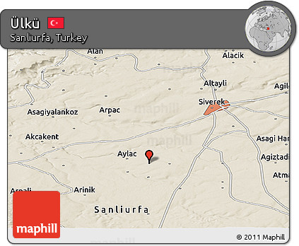Shaded Relief Panoramic Map of Ülkü