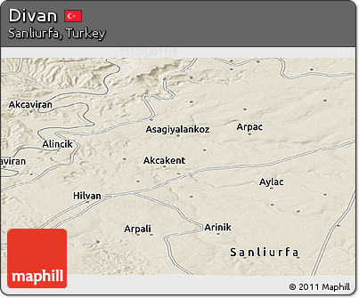 Shaded Relief Panoramic Map of Divan