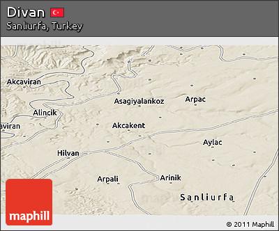 Shaded Relief Panoramic Map of Divan