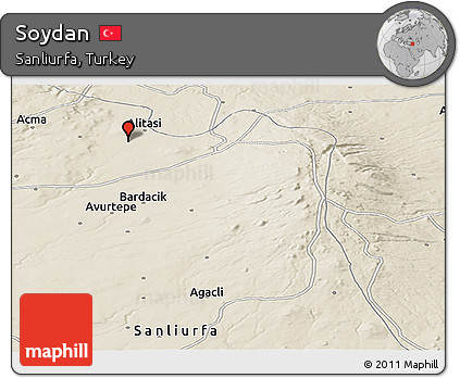 Shaded Relief Panoramic Map of Soydan
