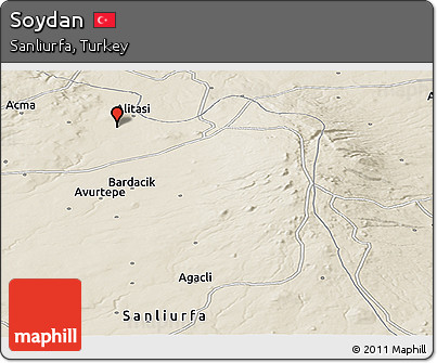 Shaded Relief Panoramic Map of Soydan