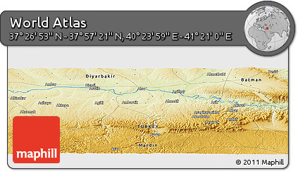 Physical Panoramic Map of the Area around 37° 42' 7" N, 40° 52' 30" E