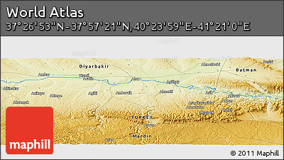 Physical Panoramic Map of the Area around 37° 42' 7" N, 40° 52' 30" E