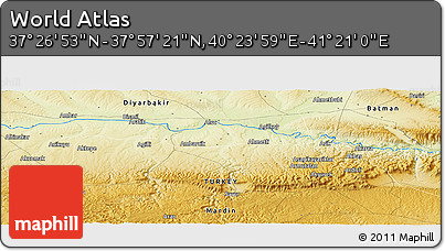 Physical Panoramic Map of the Area around 37° 42' 7" N, 40° 52' 30" E