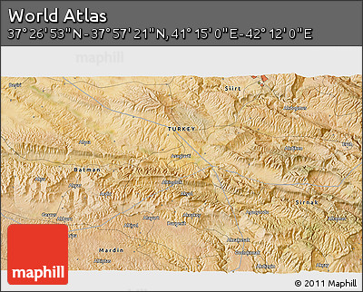 Satellite 3D Map of the Area around 37° 42' 7" N, 41° 43' 30" E