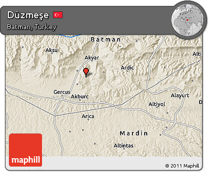 Shaded Relief 3D Map of Düzmeşe