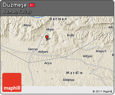 Shaded Relief 3D Map of Düzmeşe