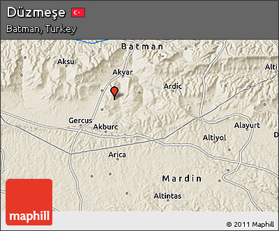 Shaded Relief 3D Map of Düzmeşe