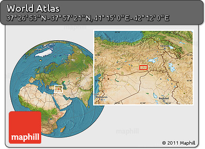 Satellite Location Map of the Area around 37° 42' 7" N, 41° 43' 30" E