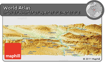 Physical Panoramic Map of the Area around 37° 42' 7" N, 41° 43' 30" E