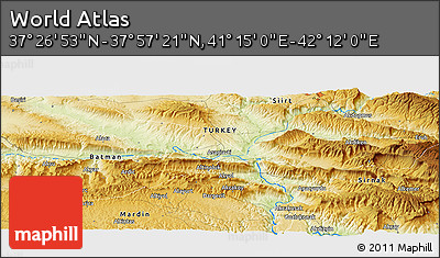Physical Panoramic Map of the Area around 37° 42' 7" N, 41° 43' 30" E
