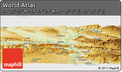 Physical Panoramic Map of the Area around 37° 42' 7" N, 41° 43' 30" E
