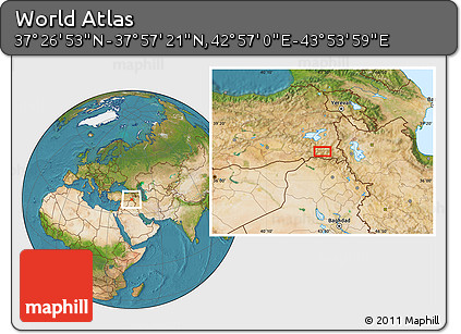 Satellite Location Map of the Area around 37° 42' 7" N, 43° 25' 29" E