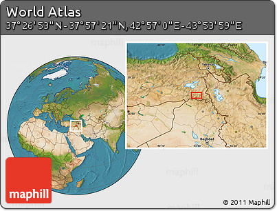 Satellite Location Map of the Area around 37° 42' 7" N, 43° 25' 29" E