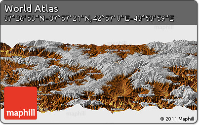 Physical Panoramic Map of the Area around 37° 42' 7" N, 43° 25' 29" E
