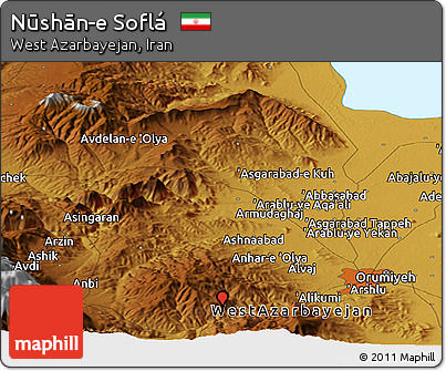 Physical Panoramic Map of Nūshān-e Soflá