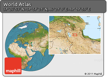 Satellite Location Map of the Area around 37° 42' 7" N, 46° 49' 30" E
