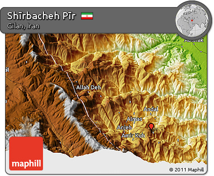 Physical 3D Map of Shīrbacheh Pīr