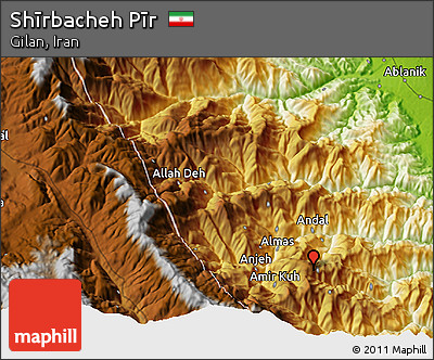Physical 3D Map of Shīrbacheh Pīr