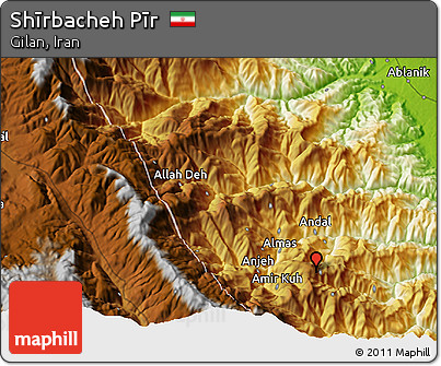 Physical 3D Map of Shīrbacheh Pīr
