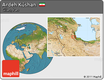 Satellite Location Map of Ardeh Kūshan