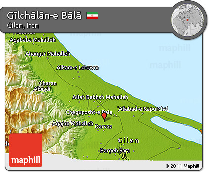 Physical 3D Map of Gīlchālān-e Bālā
