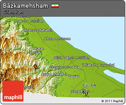 Physical 3D Map of Bāzkamehsham