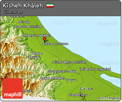 Physical 3D Map of Kīsheh Khāleh