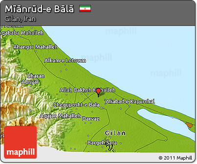 Physical 3D Map of Mīānrūd-e Bālā