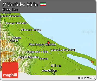 Physical 3D Map of Mīānrūd-e Pā'īn