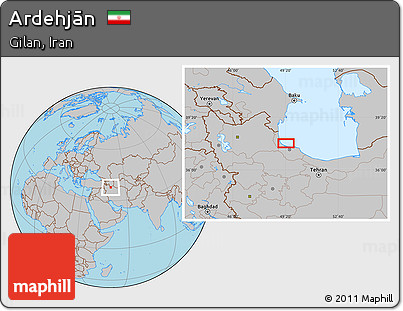 Gray Location Map of Ardehjān