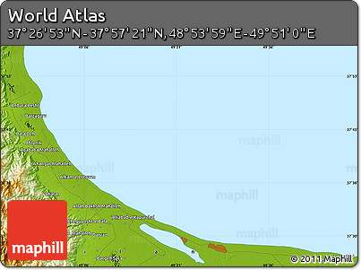 Physical Map of the Area around 37° 42' 7" N, 49° 22' 30" E