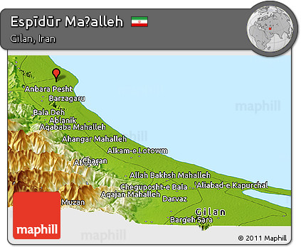 Physical Panoramic Map of Espīdūr Maḩalleh
