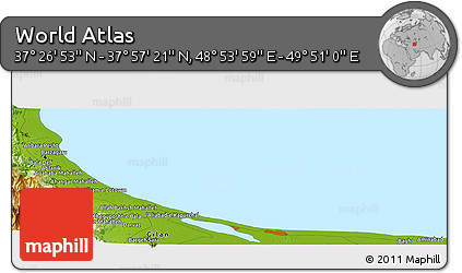 Physical Panoramic Map of the Area around 37° 42' 7" N, 49° 22' 30" E
