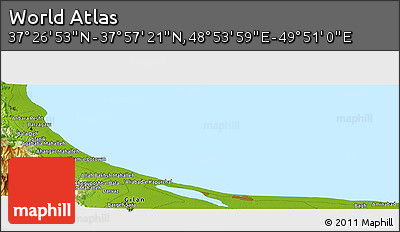 Physical Panoramic Map of the Area around 37° 42' 7" N, 49° 22' 30" E
