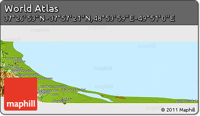 Physical Panoramic Map of the Area around 37° 42' 7" N, 49° 22' 30" E