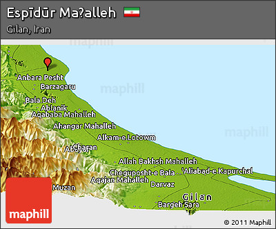 Physical Panoramic Map of Espīdūr Maḩalleh