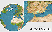 Satellite Location Map of the area around 37° 42' 7" N, 4° 10' 30" W