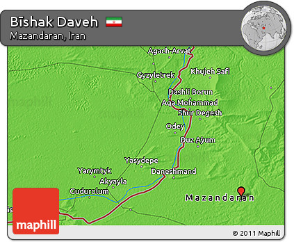 Political 3D Map of Bīshak Daveh