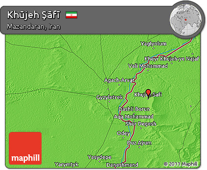 Political 3D Map of Khūjeh Şāfī
