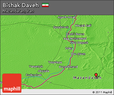 Political 3D Map of Bīshak Daveh